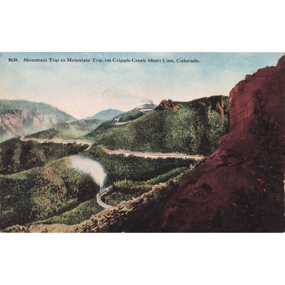 Mountain Top to Mountain Top Cripple Creek Short Line Colorado Vintage Postcard - Picture 1 of 2